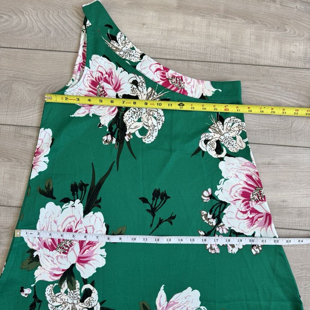 Wild Pony Green Floral One-Shoulder, Lightweight Maxi Dress Size M - Picture 5 of 8